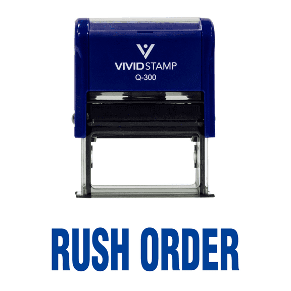 Vivid Stamp Rush Order Self Inking Rubber Stamp (Blue Ink) - Large 3/4" X 1-7/8"
