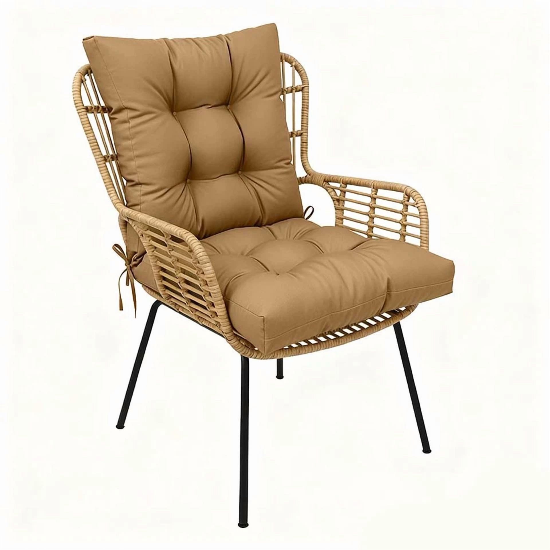 TOPCHANCES Indoor/Outdoor Chair Cushions 42'' x 21'' x 3", Waterproof Tufted Thick Patio Wicker Chair Seat Cushion Rocking Chair Cushion (Brown, Set of 2)
