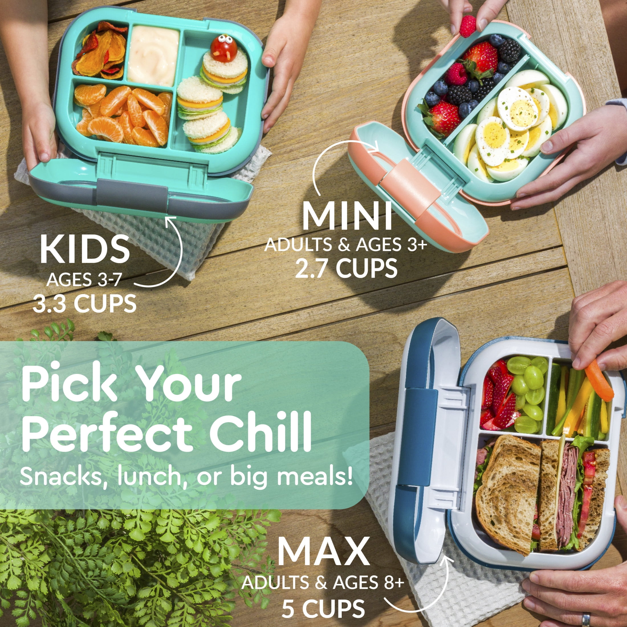 Bentgo Chill Kids Leak-Proof Lunch Box - 4-Compartment Bento Box with Built-In Ice Pack, 3.3 Cup Capacity, PFAS & BPA-Free, Microwave & Dishwasher Safe, Ideal Size for Ages 3 to 7 (Aqua)