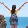 thumbnail image 3 of Mesh Drawstring Bag Beach Bag with Zipper Pocket Gym Backpack Bag for Swimming Gear Gym Storage Bag for Adult Kids, 3 of 8