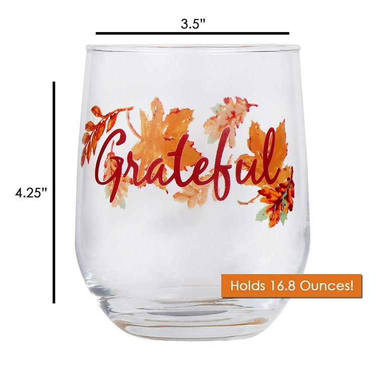 Fall Wine Glasses (Set of 2 or Set of 4 - 16.8oz.), Stemless Wine Glass,  Stemless Wine Glass Set, Wine Glasses Stemless, Wine Glass Set, Stemless  Wine