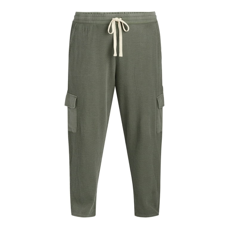 Terra & Sky Women's Plus Size Pull On Waffle Knit Cargo