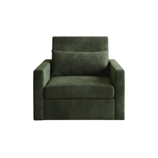 Ilios Innova | Sofá Cama Individual Reclinable y Convertible, Sillón 2 en 1 de Lino Verde Oscuro con Reposapiés Desplegable, Diseño Moderno