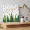 thumbnail image 4 of Ships Next Day Canvas Wall Art 8"x8", Merry Christmas Tree Wood Framed Canvas Print Painting, Xmas Green Forest Tree Snowflake Ready to Hang Small Picture Wall Decor for Home Bathroom Nursery Kitchen, 4 of 9