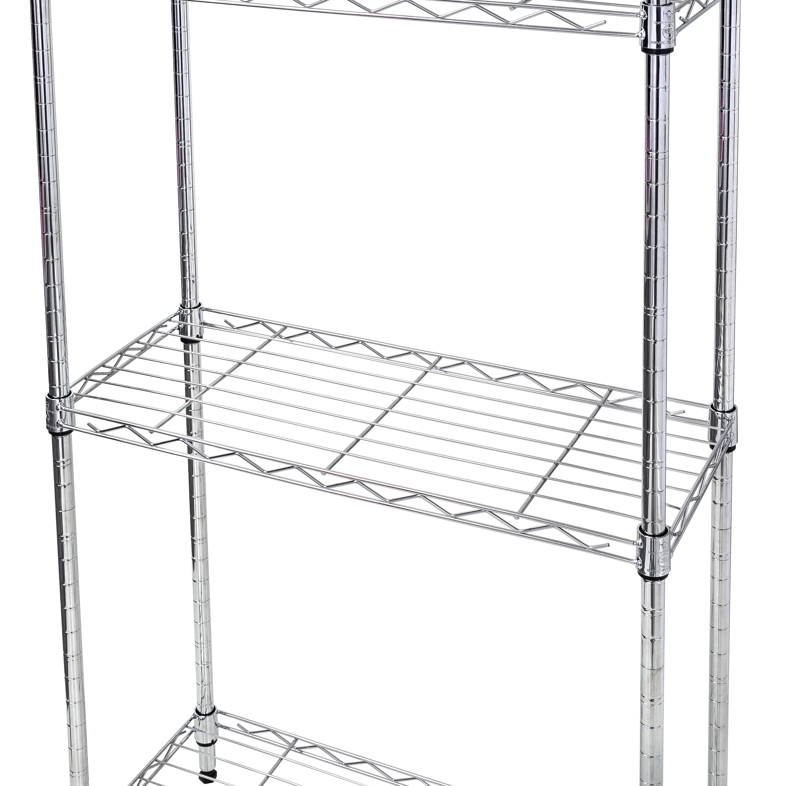 Honey-Can-Do 4-Tier Steel Slim Profile Shelving Unit, Chrome, Holds up to 100 lbs per Shelf