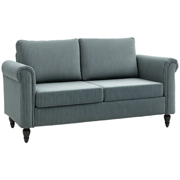HOMCOM Causeuse avec Accoudoirs Courbés, Causeuse avec Siège Rembourré, Gris