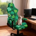 thumbnail image 3 of SCRAWLGOD St. Patrick's Day Four Leaf Clover Hear Print Green 4 Pieces Gaming Chair Slipcover with Armrest Covers Rotating Gaming Chair Protector Soft Office Desk Chair Cover Cat Scratch Proof, 3 of 7