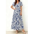 thumbnail image 3 of BTFBM Womens Summer Dresses V Neck Hollow Out Eyelet A Line Flowy Boho Beach Vacation Wedding Guest Maxi Dress, 3 of 5