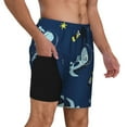 thumbnail image 2 of Kdxio Space Dinosaur Print Men'S Swim Trunks With Compression Liner 7 Inch Inseam Quick Dry Swim Shorts, 2 of 7