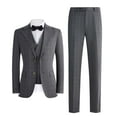 thumbnail image 3 of Men's 3 Piece Check pattern Suit - Two Button Business Wedding Prom Tuxedo (Jacket+Vest+Pants), 3 of 7