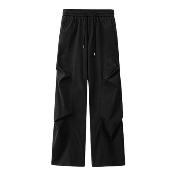 hlysgo Mens Baggy Cargo Pants Trendy Casual Parachute Pant Loose Fit Harem Joggers Streetwear with Pockets Black,5xL