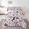 thumbnail image 2 of jejeloiu Pink Western Cowboy Boots Queen Comforter Set Kids,Girly Boho Farm Pattern Bedding Comforter Set,3 Pieces, 2 of 8