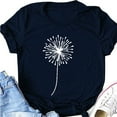 thumbnail image 5 of MIXUE Womens Summer Tops Dandelion Print O Neck Short Sleeve Loose Casual Shirts For Women Tee Shirts Daily-Wear,Blue,L, 5 of 5