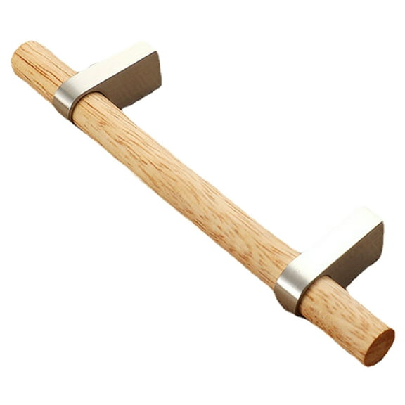 OUNONA Solid Wood Pull Handle Silver Modern Style Cabinet Handle for Home Use Composite Material 3.5 Inch
