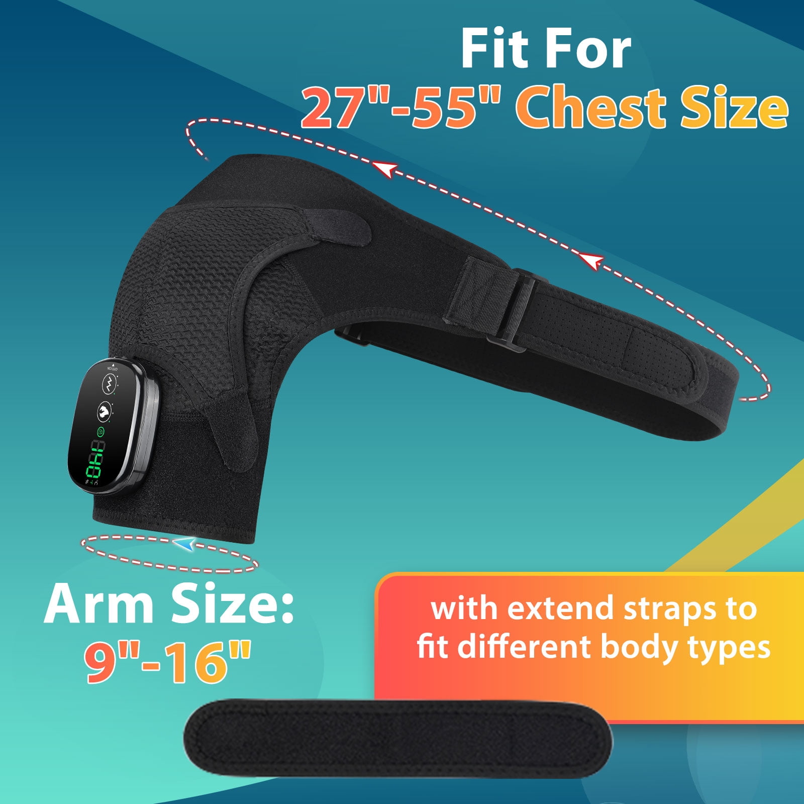 Shoulder Heating Pad Touch Screen Controller Heated Shoulder Wrap, Smart Shoulder Brace Massager for Muscle Fatigue and Pain
