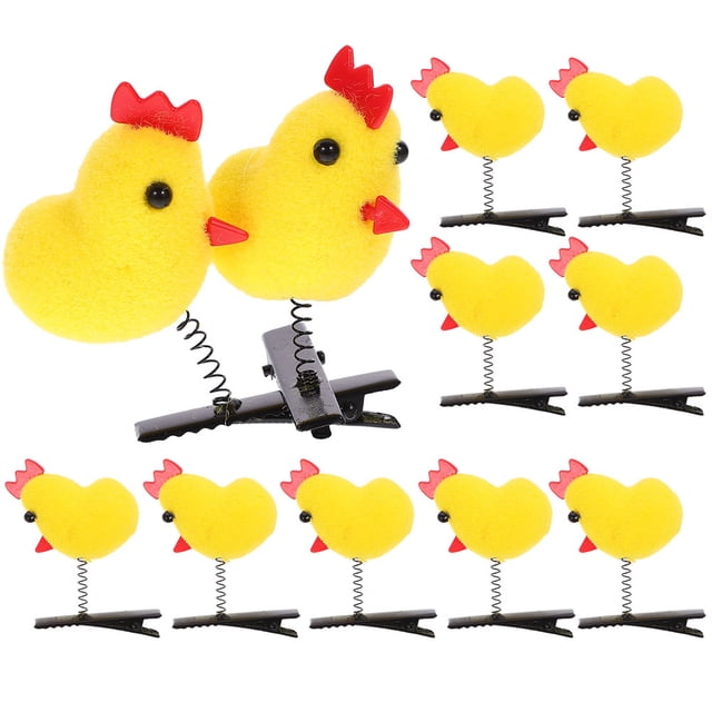 KAKOWELY 24 pinzas para el pelo de pollito de peluche amarillo, horquillas de animales de Pascua, tocados, accesorios para el cabello para mujeres y niñas, recuerdo de fiesta de primavera