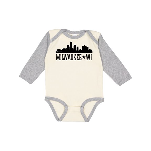 Inktastic Milwaukee Wisconsin City Skyline Boys or Girls Long Sleeve Baby Bodysuit