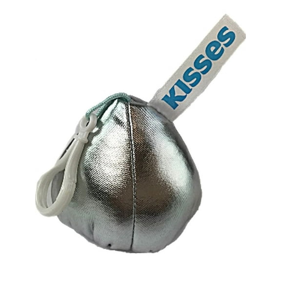 Hershey Kiss Shimmering Plush 3 inch Stuffed Silver Valentine Kiss With Clip