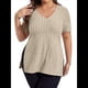 thumbnail image 3 of Blusas de Talla Grande para Mujer, Informales, con Cuello en V, Corta y Dobladillo Dividido, para Verano Albaricoque 4XL, 3 of 8