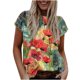 thumbnail image 2 of Puntoco Moda Casual Manga Corta Impreso O-Cuello Blusa Camiseta Suelta Señoras tops Puntoco Puntoco-4889, 2 of 3