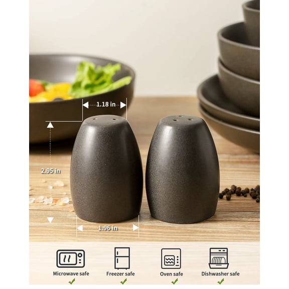 Tikooere Pour Spout Stoneware Farmhouse Salt & Pepper Shakers 2 Pack