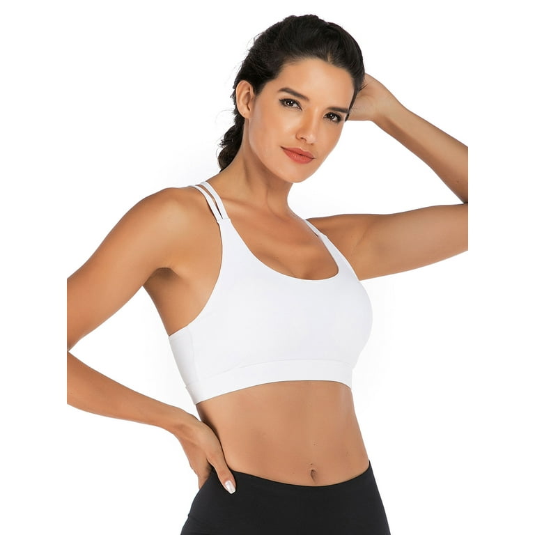 FANNYC Cross Back Sport Bras With Removeable Pads Padded Strappy Criss  Cross Cropped Bras for Yoga Workout Fitness Activewear Sexy Padded Yoga Bra  Tops 