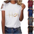 thumbnail image 1 of Liquidation d'Économies! VOAVEKE Hauts d'Été Grande Taille pour Femmes, Blouse Décontractée T-Shirt pour Femmes, Mode Féminine Col Rond Impression Football Manches Courtes T-Shirt Décontracté Ample, 1 of 5
