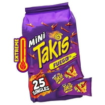 Takis Fuego Mini 25 pc / 1.23 oz Bite Size Multipack, Hot Chili Pepper & Lime Rolled Tortilla Chips