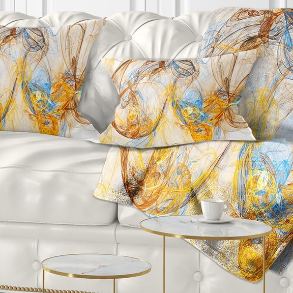 Designart Billowing Smoke Yellow - Abstract Throw Pillow - 12x20