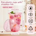 thumbnail image 2 of 100 Set 16oz Pink Plastic Cups with Sip Lids, Disposable Round Bottom Iced Coffee Cup with Lid Pink Clear To Go Drinking Cup Bulk for Cold Drinks Slushie Valentine Bachelorette Party Supplies, 2 of 8