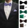 thumbnail image 3 of LShunze Bow Ties for Men Solid Color Pre-Tie Bow Tie and Pocket Square Set Classic Formal Tuxedo Bowties for Wedding Party, 3 of 8