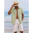 thumbnail image 4 of RICHCOIN Men's Button Down Shirts Short Sleeve Casual Summer Beach Vacation Wedding Shirt with Pocket, 4 of 7