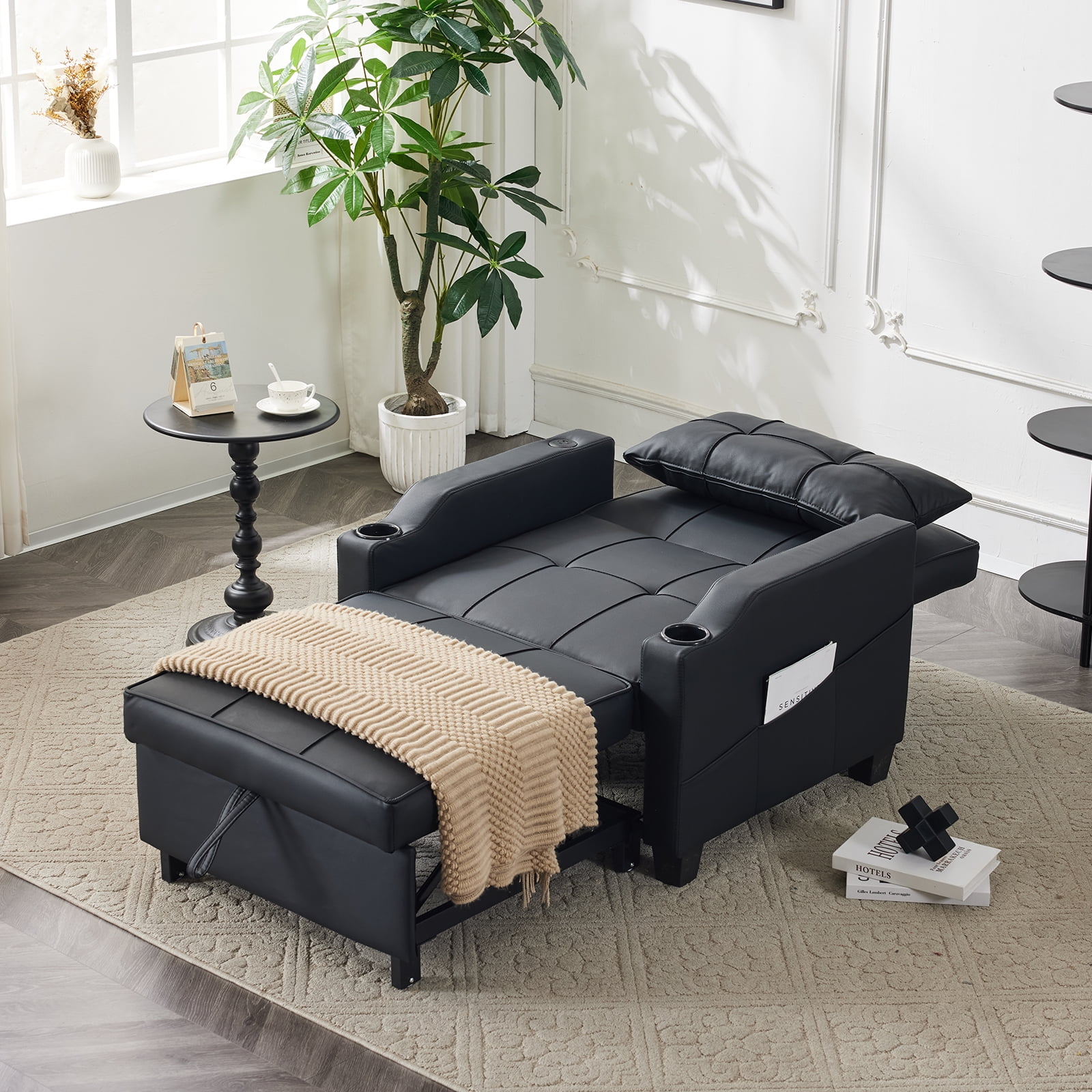 Ktaxon Sleeper Sofa Bed Convertible Chair 3-in-1 Futon with Lumbar