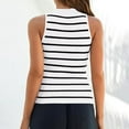 thumbnail image 3 of DuoJiaJ Women's Sleeveless Ribbed High Neck Slim Fit Striped Tank Top Women’s Athletic Tank Tops, 3 of 4