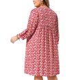 thumbnail image 4 of DARING DIVA Women's Plus Size Drawstring V Neck Babydoll Midi Flowy Dress 1X Red, 4 of 6