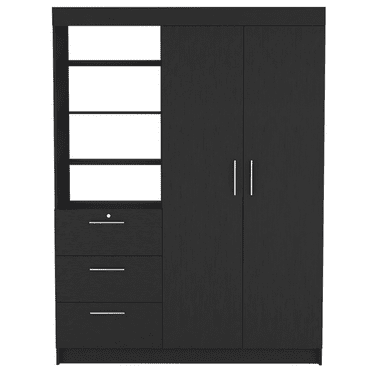 HomeRoots 59" Black Three Drawer Dresser