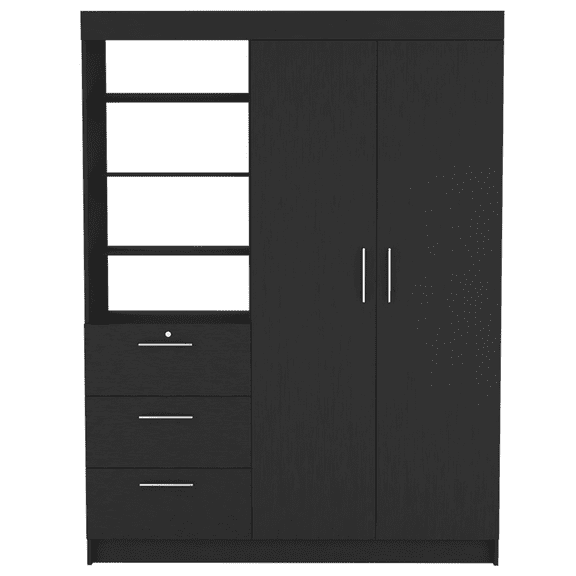HomeRoots 59" Black Three Drawer Dresser