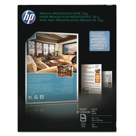 HP Premium Inkjet Matte Presentation Paper, 8-1/2 x 11, White, 100 Sheets/Pack -HEWD0Z55A