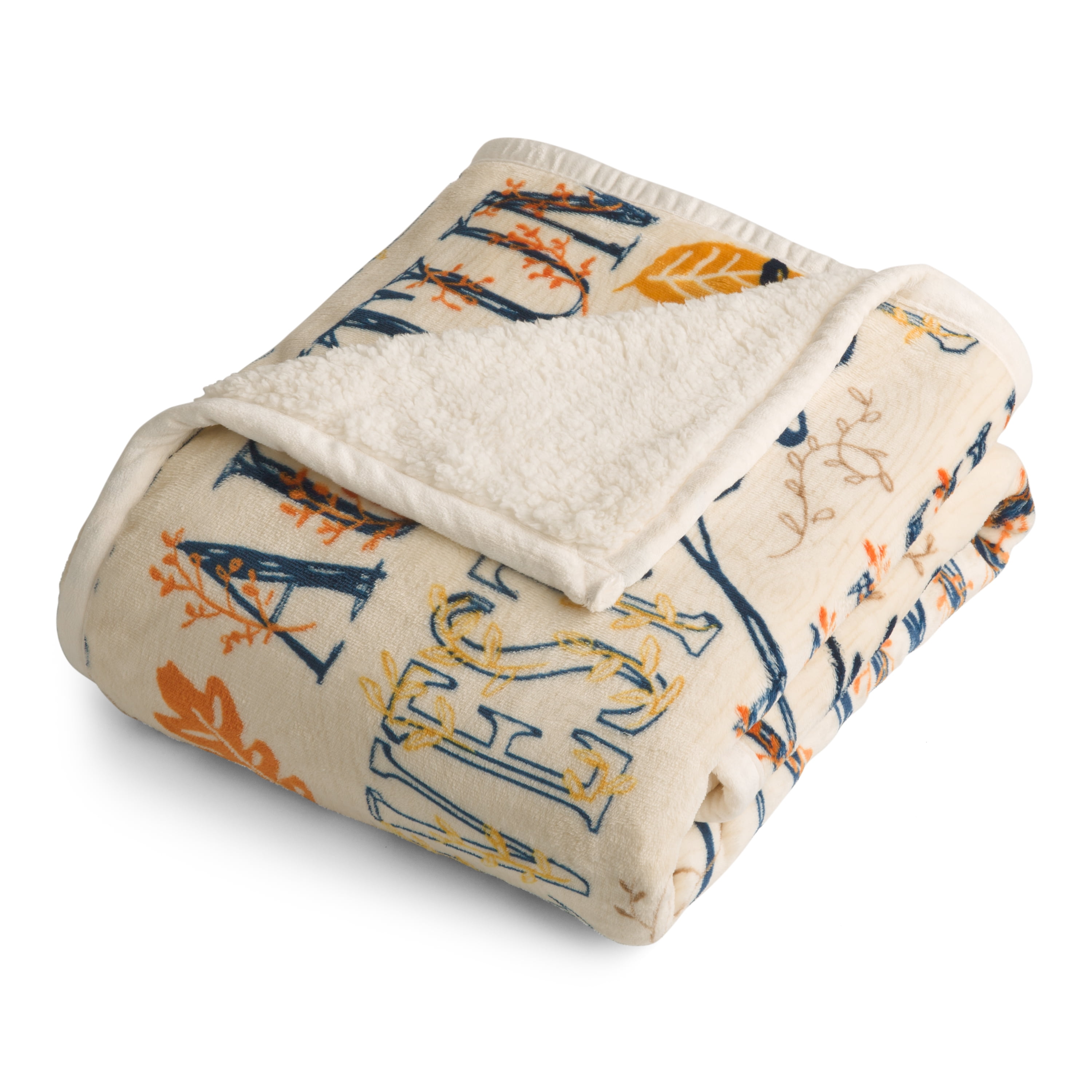 Better Homes & Gardens Velvet Plush to Sherpa Autumn Sentiments Throw