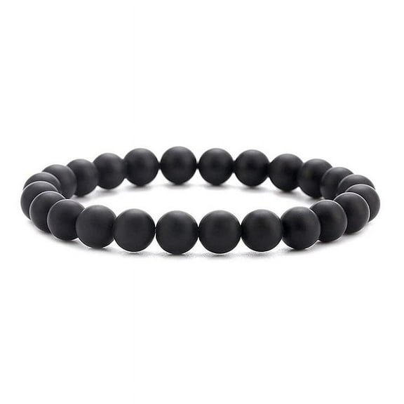 Zhuge handmade beaded bracelet, suitable for both men and women, 8MM natural crystal stone beaded bracelet (matte black)