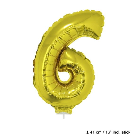 Balloon on Stick - 16 Gold Number 6