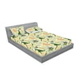 thumbnail image 2 of Springtime Fitted Sheet & Pillow Sham Set, Watercolor Wild Flowers with Leaves and Petals in Peachy Details, Decorative Printed 3 Piece Bedding Decor, Calking, Grey Yellow Hunter Green, by Ambesonne, 2 of 2