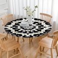 thumbnail image 3 of Black White Tie Dye Mandala Pattern Round Fitted Tablecloth with Elastic Edge,Dining Table Cover Waterproof,Outdoor Round Tablecloth for Camping,Dining,Indoor and Outdoor, 3 of 7