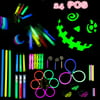Glow Stick LED Light Value Pack Party Favor for Birthday, Party Supplies Includes Bracelets, Whistle, Earring, Teeth Braces, Ring, Shoes Tie Accessories Set 24 PCs