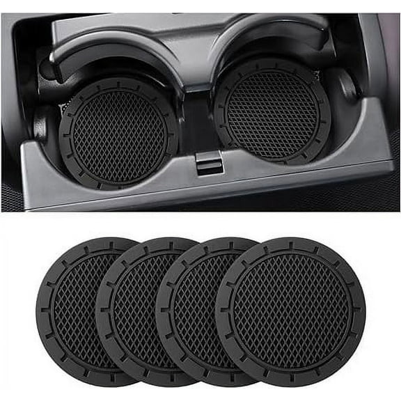 Polyvinyl Chloride Car Cup Holder Coaster, 4 Pack 2.75 Inch Diameter Non-Slip Universal Insert Coaster, Durable, Suitable for Most Car Interior, Car Accessory for Women Men