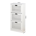 thumbnail image 6 of Shoe Storage Cabinet with 3 Flip Drawers, Wooden Shoe Cabinet for Entryway, Slim Free Standing Shoe Rack for Entryway, Hallway, Living Room, Bedroom (White), 6 of 10