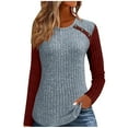 thumbnail image 2 of FDGIU Women's Ribbed Knit Pullover - Long Sleeve Crewneck Tunic Top, Fall Winter Casual Sweater, 2 of 3
