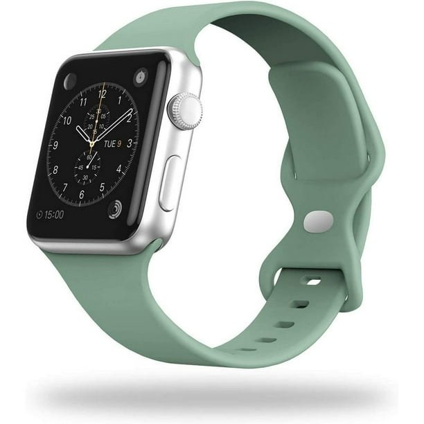 Correa de reloj inteligente compatible con Apple Watch Band de 38 mm, 40 mm, 42 mm y 44 mm, correa deportiva de repuesto de silicona suave compatible con iWatch SE Series 6/5/4/3/2/1 (38/40 mm, verde