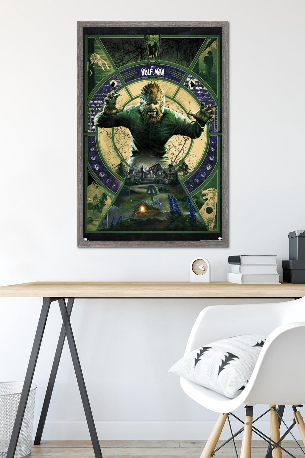 The Wolf Man - Illustration Wall Poster, 22.375" x 34" Framed