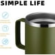 thumbnail image 3 of Taza de café de 12 oz con asa y tapa deslizante, vaso de viaje de acero inoxidable con asa, taza de camping con aislamiento al vacío de doble pared para secado frío y caliente, 3 of 5